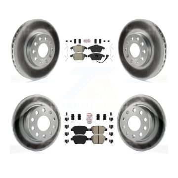 Front Rear Semi-Metallic Pad Coated Brake Rotors Kit For 17-18 Volkswagen Jetta 1.8L/1.4L KGA-101990
