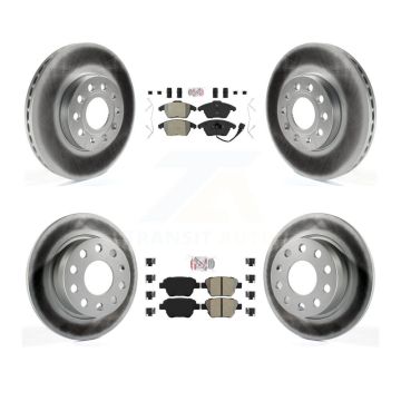 Front Rear Semi-Metallic Pad Coated Brake Rotors Kit For 17-18 Volkswagen Jetta 1.8L/1.4L KGA-101996