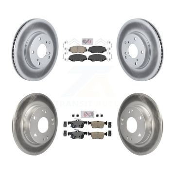 Front Rear Ceramic Pads And Coated Disc Brake Rotors Kit For Honda Civic KGA-102008