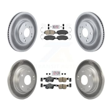 Front Rear Ceramic Pads And Coated Disc Brake Rotors Kit For Honda Civic KGA-102009