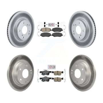 Front Rear Ceramic Pads And Coated Disc Brake Rotors Kit For Honda Civic KGA-102013