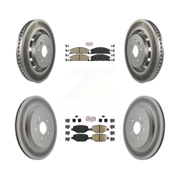 Front Ceramic Rear Semi-Metallic Pad Coated Brake Rotor Kit For Ford Explorer Flex Taurus KGA-102045