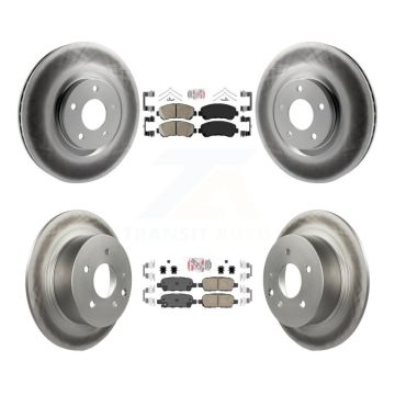 Front Rear Ceramic Pad Coat Disc Brake Rotors Kit For 2007-2012 Nissan Sentra SE-R Spec V KGA-102121