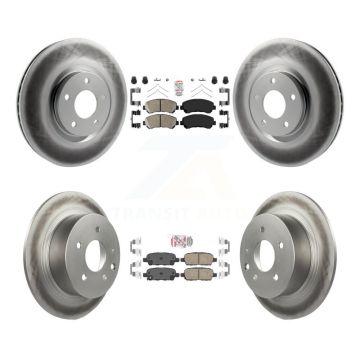 Front Rear Ceramic Pad Coat Disc Brake Rotors Kit For 2007-2012 Nissan Sentra SE-R Spec V KGA-102124