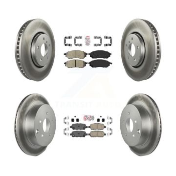 Front Semi-Metallic Rear Ceramic Pad & Coated Brake Rotor Kit For 2009-2012 INFINITI FX35 KGA-102126