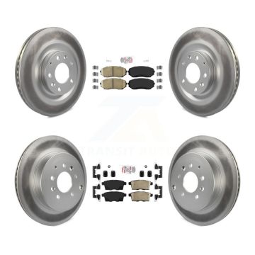 Front Rear Ceramic Pads And Coated Disc Brake Rotors Kit For 2007-2015 Mazda CX-9 KGA-102232