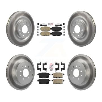 Front Rear Ceramic Pads And Coated Disc Brake Rotors Kit For 2007-2015 Mazda CX-9 KGA-102233