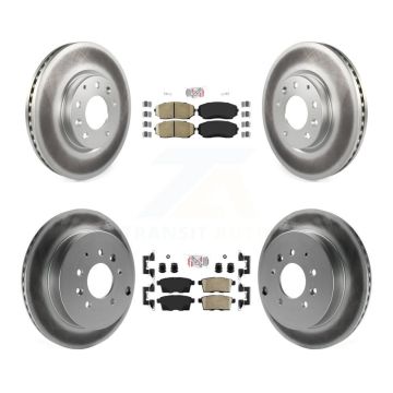 Front Rear Ceramic Pad & Coated Disc Brake Rotor Kit For Mazda CX-7 Ford Edge Lincoln MKX KGA-102236