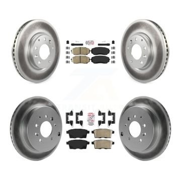 Front Rear Ceramic Pad & Coated Disc Brake Rotor Kit For Mazda CX-7 Ford Edge Lincoln MKX KGA-102237