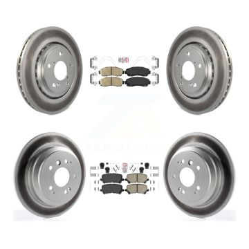 Front Rear Ceramic Pads And Coated Disc Brake Rotors Kit For 2019-2024 Honda Passport KGA-102261
