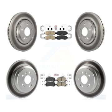 Front Rear Ceramic Pads And Coated Disc Brake Rotors Kit For 2019-2024 Honda Passport KGA-102264