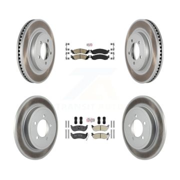 Front Ceramic Rear Semi-Metallic Pad Coated Brake Rotors Kit For Ford Explorer Sport Trac KGA-102281