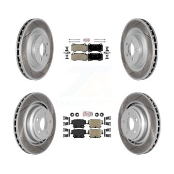 Front Semi-Metallic Rear Ceramic Pads And Coated Disc Brake Rotors Kit For Dodge Charger KGA-102363