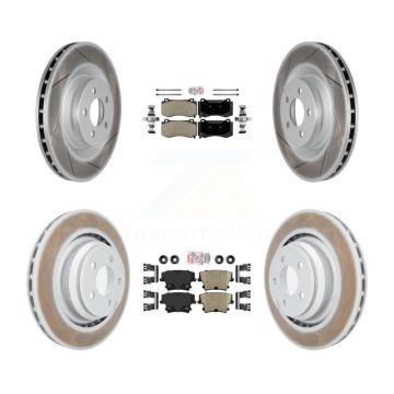 Front Semi-Metallic Rear Ceramic Pads And Coated Disc Brake Rotors Kit For Dodge Charger KGA-102365