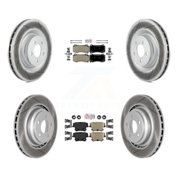 Front Semi-Metallic Rear Ceramic Pads And Coated Disc Brake Rotors Kit For Dodge Charger KGA-102367