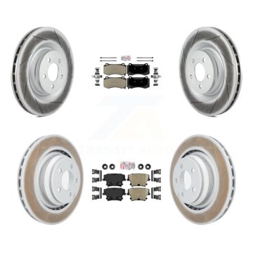 Front Semi-Metallic Rear Ceramic Pads And Coated Disc Brake Rotors Kit For Dodge Charger KGA-102369