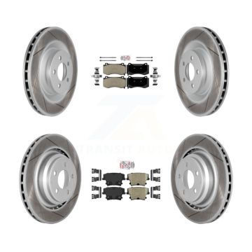 Front Semi-Metallic Rear Ceramic Pads And Coated Disc Brake Rotors Kit For Dodge Charger KGA-102374