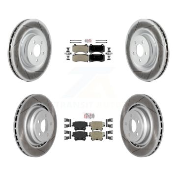 Front Semi-Metallic Rear Ceramic Pads And Coated Disc Brake Rotors Kit For Dodge Charger KGA-102378