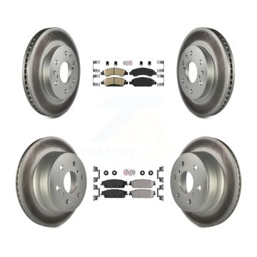 Front Ceramic Rear Semi-Metallic Pad Coated Brake Rotor Kit For Chevrolet GMC Sierra 1500 KGA-102390