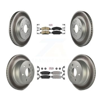 Front Ceramic Rear Semi-Metallic Pad Coated Brake Rotor Kit For Chevrolet GMC Sierra 1500 KGA-102392