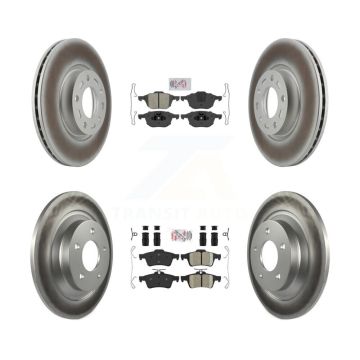 Front Semi-Metallic Rear Ceramic Pads And Coated Disc Brake Rotors Kit For Mazda 5 KGA-102420
