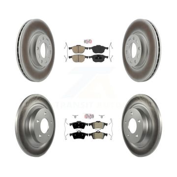 Front Ceramic Rear Semi-Metallic Pads And Coated Disc Brake Rotors Kit For Mazda 5 KGA-102423