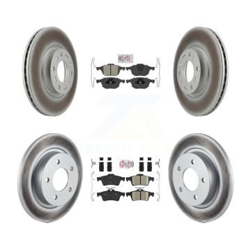 Front Semi-Metallic Rear Ceramic Pads And Coated Disc Brake Rotors Kit For Mazda 3 Sport KGA-102440