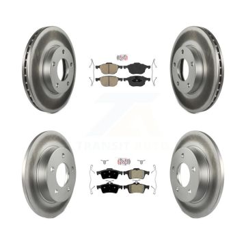 Front Ceramic Rear Semi-Metallic Pads And Coated Disc Brake Rotors Kit For Mazda 3 Sport KGA-102444
