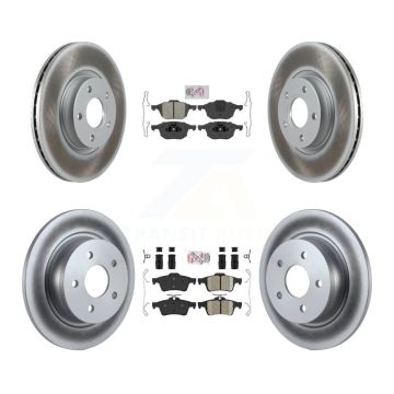 Front Semi-Metallic Rear Ceramic Pad & Coated Disc Brake Rotors Kit For Ford Escape C-Max KGA-102454