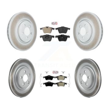 Front Rear Semi-Metallic Pads And Coated Disc Brake Rotors Kit For Jaguar XF KGA-102486