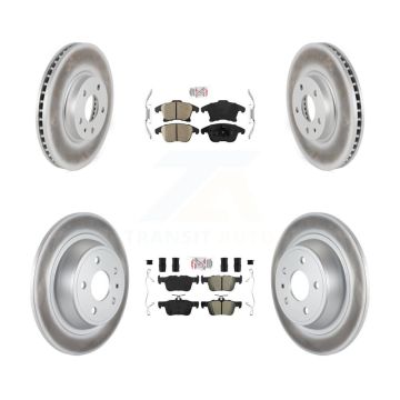 Front Ceramic Rear Semi-Metallic Pad & Coated Brake Rotor Kit For Ford Fusion Lincoln MKZ KGA-102523