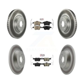 Front Ceramic Rear Semi-Metallic Pad & Coated Brake Rotor Kit For Ford Fusion Lincoln MKZ KGA-102525