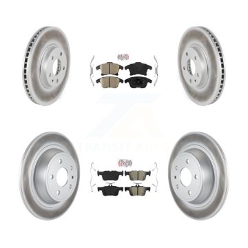 Front Ceramic Rear Semi-Metallic Pad & Coated Brake Rotor Kit For Ford Fusion Lincoln MKZ KGA-102527