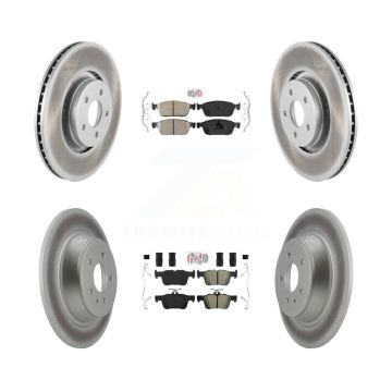 Front Ceramic Rear Semi-Metallic Pads And Coated Disc Brake Rotors Kit For Lincoln MKC KGA-102528