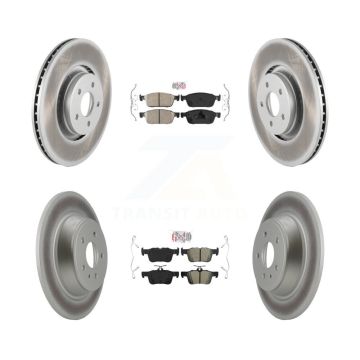 Front Ceramic Rear Semi-Metallic Pads And Coated Disc Brake Rotors Kit For Lincoln MKC KGA-102529