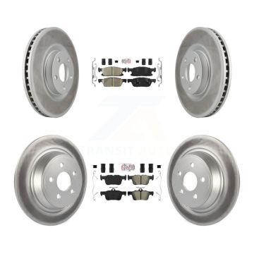 Front Ceramic Rear Semi-Metallic Pads And Coated Disc Brake Rotors Kit For Ford Edge KGA-102532