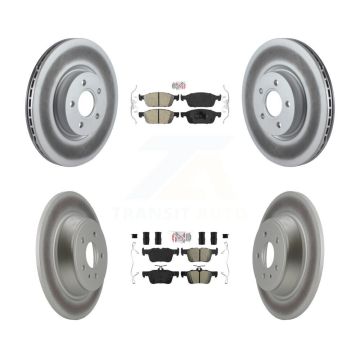 Front Ceramic Rear Semi-Metallic Pad & Coated Brake Rotor Kit For Ford Escape Lincoln MKC KGA-102546