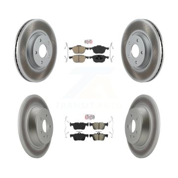 Front Ceramic Rear Semi-Metallic Pads And Coated Disc Brake Rotors Kit For Ford Escape KGA-102555