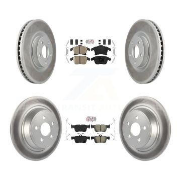 Front Ceramic Rear Semi-Metallic Pad Coated Brake Rotor Kit For Ford Police Responder SSV KGA-102574
