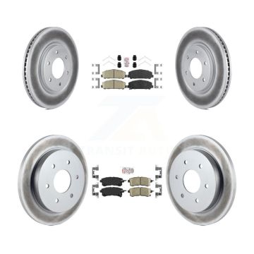 Front Rear Ceramic Pad Coat Brake Rotors Kit For 2017-2019 Nissan Armada With Solid Rotor KGA-102650