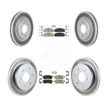 Front Rear Ceramic Pad Coat Brake Rotors Kit For 2017-2019 Nissan Armada With Solid Rotor KGA-102651