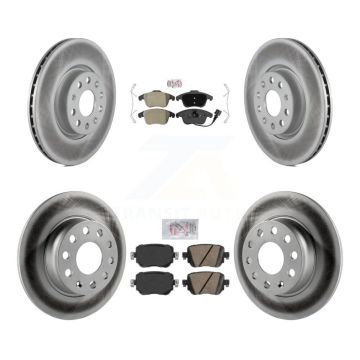 Front Semi-Metallic Rear Ceramic Pad & Coated Disc Brake Rotors Kit For Volkswagen Passat KGA-102668