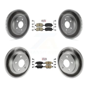 Front Rear Ceramic Pad & Coated Brake Rotor Kit For 2010 Pontiac G5 With Disc Brakes KGA-102692