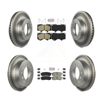 Front Ceramic Rear Semi-Metallic Pad Coat Brake Rotor Kit For 2010-2014 Toyota FJ Cruiser KGA-102707