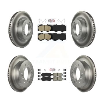 Front Ceramic Rear Semi-Metallic Pad Coat Brake Rotors Kit For Toyota 4Runner Lexus GX460 KGA-102711