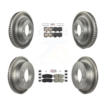 Front Ceramic Rear Semi-Metallic Pad Coat Brake Rotors Kit For Toyota 4Runner Lexus GX460 KGA-102712