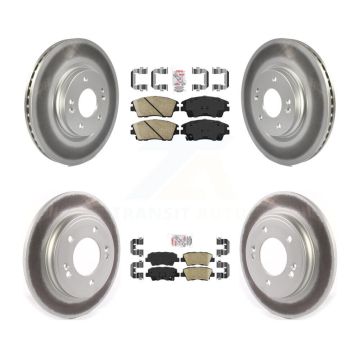 Front Rear Ceramic Pad And Coated Disc Brake Rotor Kit For 2017-2020 Hyundai Elantra 1.6L KGA-102771