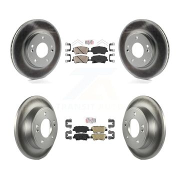 Front Rear Ceramic Pad And Coated Disc Brake Rotor Kit For 2017-2020 Hyundai Elantra 2.0L KGA-102773