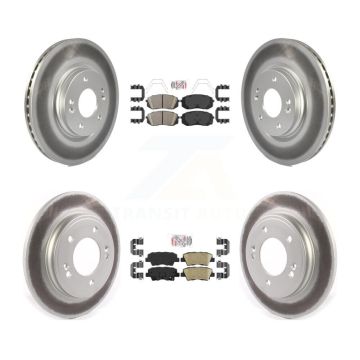 Front Rear Ceramic Pads And Coated Disc Brake Rotors Kit For Kia Forte Hyundai Veloster KGA-102781