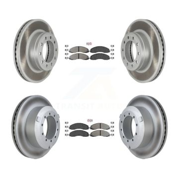 Front Rear Semi-Metallic Pad Coated Brake Rotor Kit For Ford F-450 Super Duty F-550 F-600 KGA-102870